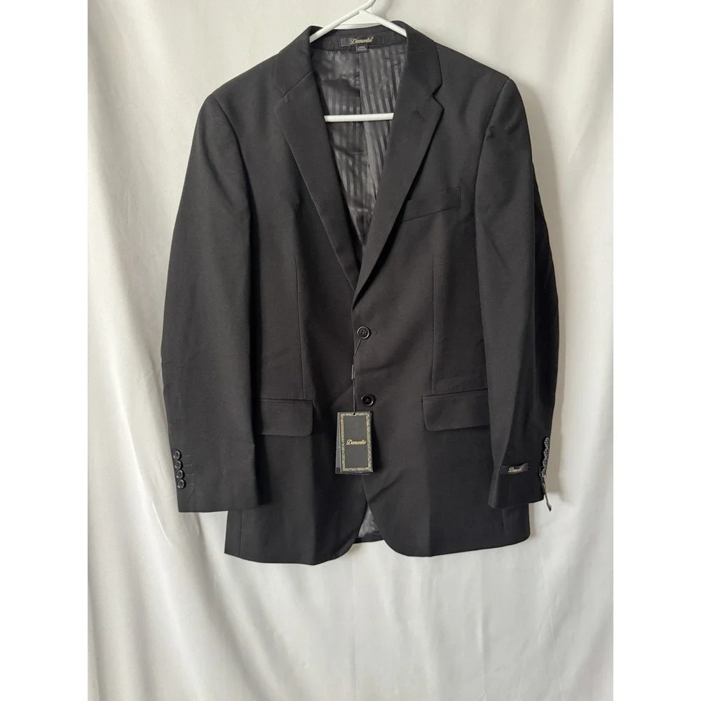 NWT Domani Black Suit Jacket Blazer Size 34R Classic Two Button Formal Dress Men